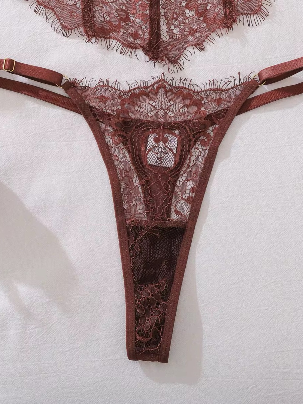 Mocha Brown Lace Lingerie Set - Picture 4 of 5